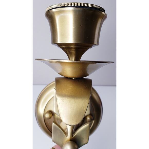 VINTAGE BOMBAY CO. MCM 15" SOLID BRASS Acanthus Leaf Candle SCONCE SET OF 2 - Picture 6 of 14